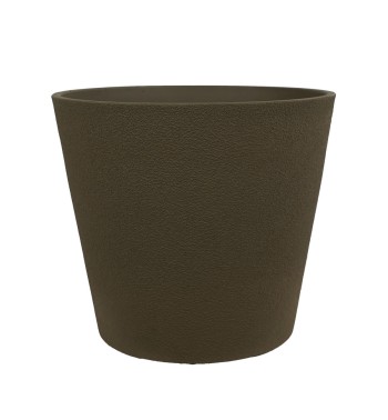 Set da 3 Vasi in Poliresina e Polvere di Pietra Marrone, Uso Interno ed Esterno