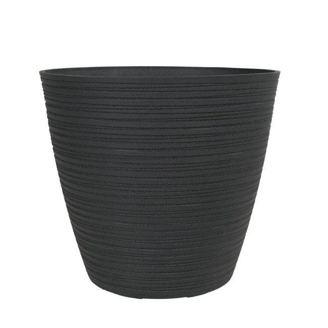 Set da 2 Vasi Grigio in Poliresina e Polvere di Pietra, Uso Interno ed Esterno con Foro di Drenaggio