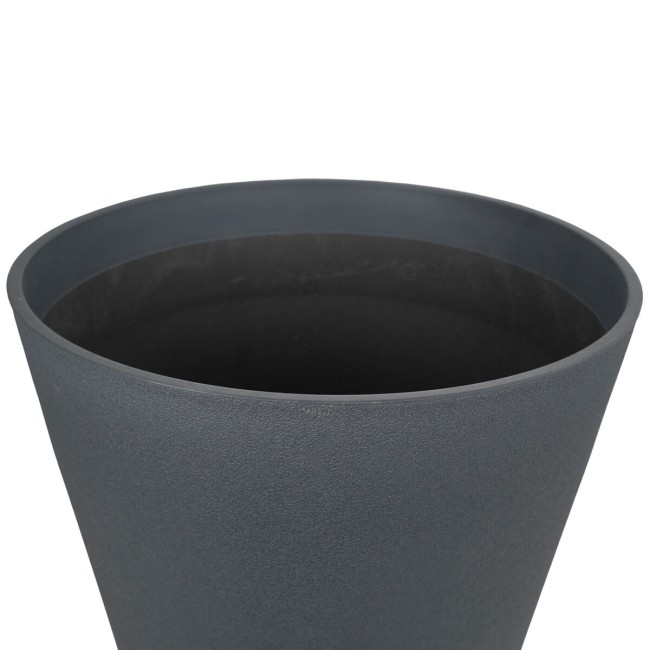 Set da 3 Vasi Grigio Metallizzato in Poliresina e Polvere di Pietra, Uso Interno ed Esterno