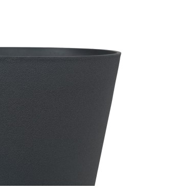 Set da 3 Vasi Grigio Metallizzato in Poliresina e Polvere di Pietra, Uso Interno ed Esterno