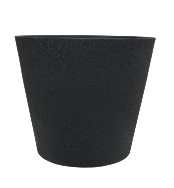 Set da 3 Vasi Grigio Metallizzato in Poliresina e Polvere di Pietra, Uso Interno ed Esterno