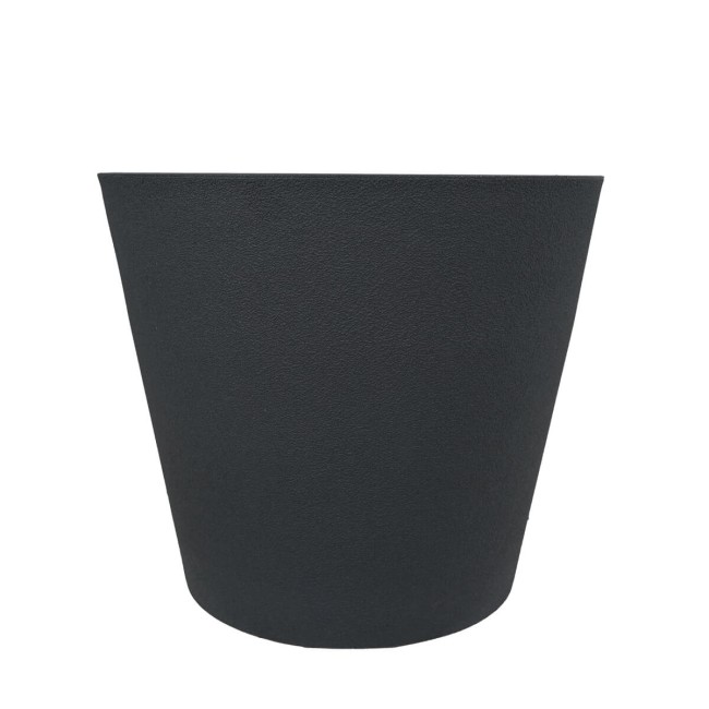 Set da 3 Vasi Grigio Metallizzato in Poliresina e Polvere di Pietra, Uso Interno ed Esterno