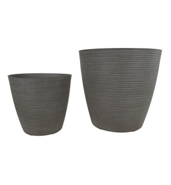 Set da 2 Vasi Sabbia in Poliresina Mista a Polvere di Pietra, Design Elegante per Interni ed Esterni