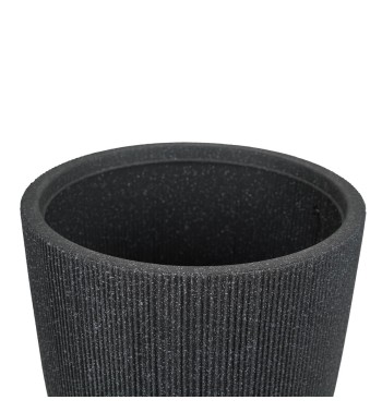 Set da 3 Vasi Nero in Poliresina Mista a Polvere di Pietra, Uso Interno ed Esterno