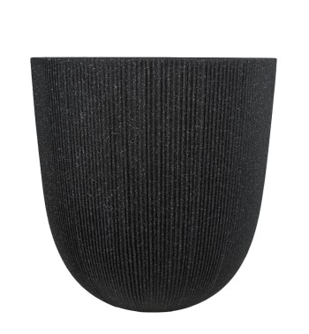 Set da 3 Vasi Nero in Poliresina Mista a Polvere di Pietra, Uso Interno ed Esterno