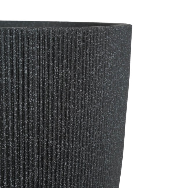 Set da 3 Vasi Nero in Poliresina Mista a Polvere di Pietra, Uso Interno ed Esterno