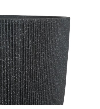 Set da 3 Vasi Nero in Poliresina Mista a Polvere di Pietra, Uso Interno ed Esterno