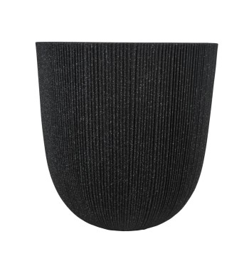 Set da 3 Vasi Nero in Poliresina Mista a Polvere di Pietra, Uso Interno ed Esterno