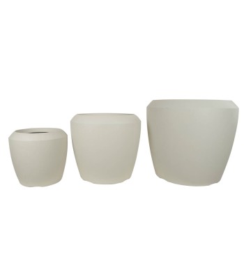 Set da 3 Vasi Conchino in HDPE Beige per Interno ed Esterno