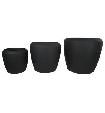 Set 3 Vasi Conchino Nero in HDPE - Design Moderno per Interni ed Esterni