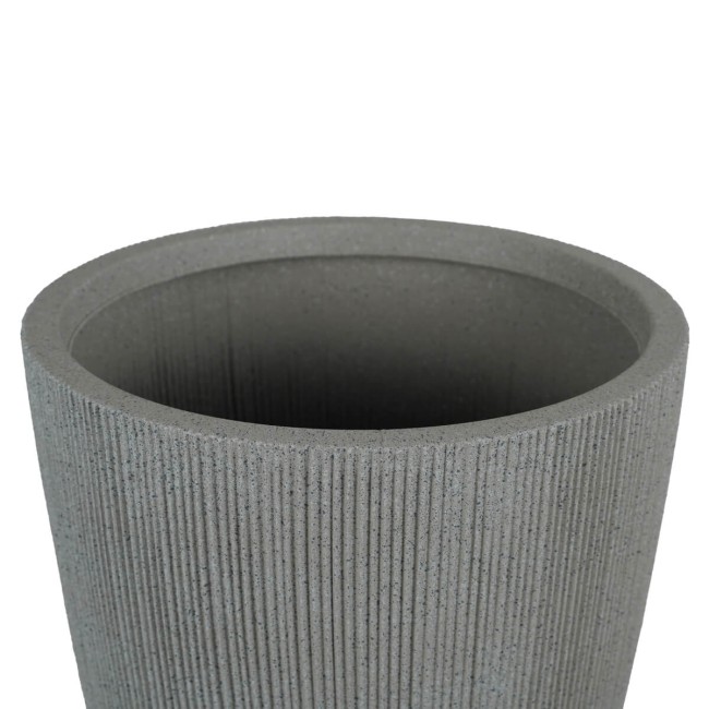 Set da 2 Vasi in HDPE Beige con Finitura a Righe, Eleganza per Interni ed Esterni