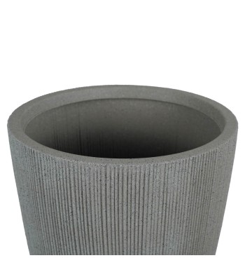 Set da 2 Vasi in HDPE Beige con Finitura a Righe, Eleganza per Interni ed Esterni