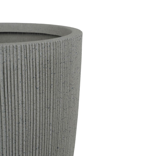 Set da 2 Vasi in HDPE Beige con Finitura a Righe, Eleganza per Interni ed Esterni