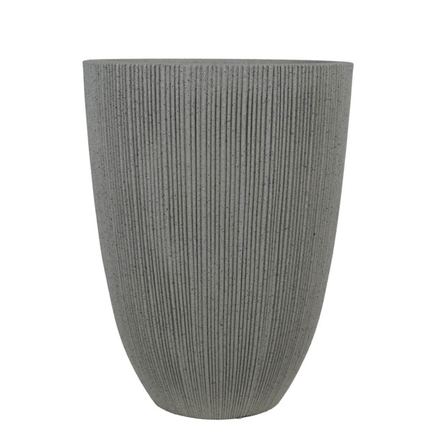 Set da 2 Vasi in HDPE Beige con Finitura a Righe, Eleganza per Interni ed Esterni