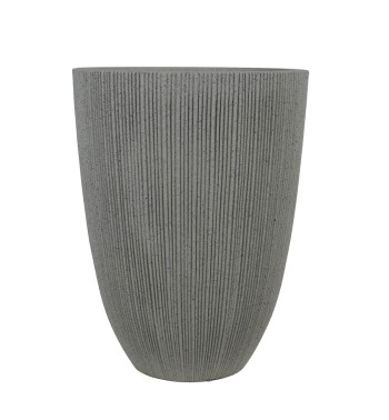 Set da 2 Vasi in HDPE Beige con Finitura a Righe, Eleganza per Interni ed Esterni