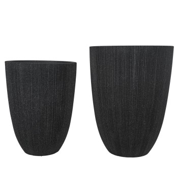 Set da 2 Vasi in HDPE Nero, Eleganza Moderna per Interni ed Esterni