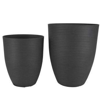 Set da 2 Vasi in Poliresina Grigia Eleganza per Interni ed Esterni