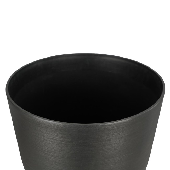 Set da 2 Vasi Grigio Metallizzato in Poliresina e Polvere di Pietra, per Interni ed Esterni