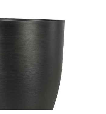 Set da 2 Vasi Grigio Metallizzato in Poliresina e Polvere di Pietra, per Interni ed Esterni