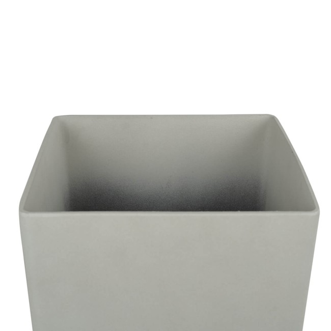 Set da 2 Vasi Quadrato Beige in Poliresina Mista a Polvere di Pietra, per Interni ed Esterni