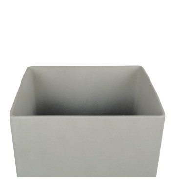 Set da 2 Vasi Quadrato Beige in Poliresina Mista a Polvere di Pietra, per Interni ed Esterni