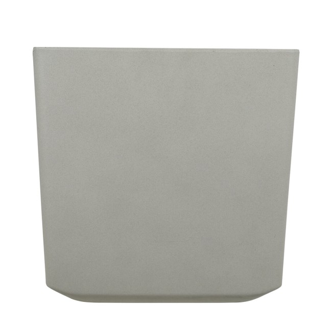 Set da 2 Vasi Quadrato Beige in Poliresina Mista a Polvere di Pietra, per Interni ed Esterni