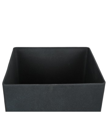 Set da 2 Vasi Quadrato Nero in Poliresina ad Alta Densità Mista a Polvere di Pietra, per Interni ed Esterni
