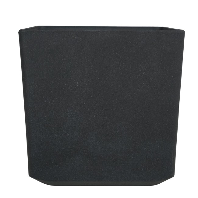 Set da 2 Vasi Quadrato Nero in Poliresina ad Alta Densità Mista a Polvere di Pietra, per Interni ed Esterni