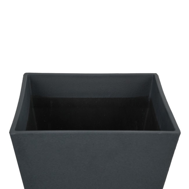 Set da 2 Vasi Quadro Nero in Poliresina Mista a Polvere di Pietra per Interni ed Esterni