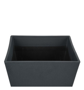 Set da 2 Vasi Quadro Nero in Poliresina Mista a Polvere di Pietra per Interni ed Esterni