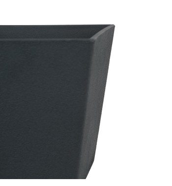 Set da 2 Vasi Quadro Nero in Poliresina Mista a Polvere di Pietra per Interni ed Esterni