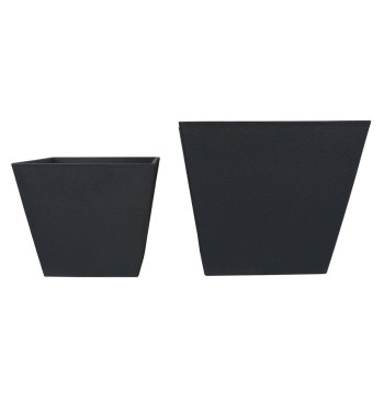 Set da 2 Vasi Quadro Nero in Poliresina Mista a Polvere di Pietra per Interni ed Esterni
