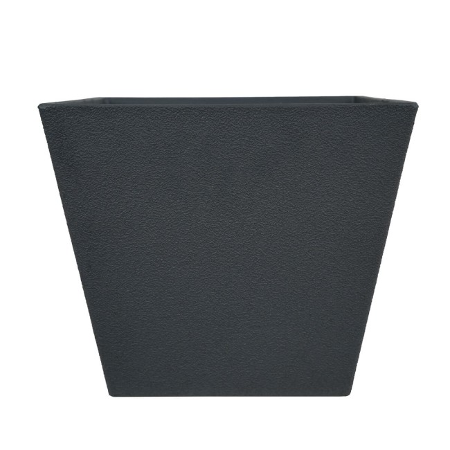 Set da 2 Vasi Quadro Nero in Poliresina Mista a Polvere di Pietra per Interni ed Esterni