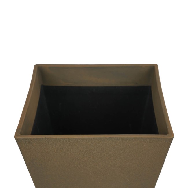 Set da 2 Vasi Quadrato Marrone in Poliresina Mista a Polvere di Pietra, Uso Interno/Esterno