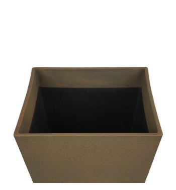 Set da 2 Vasi Quadrato Marrone in Poliresina Mista a Polvere di Pietra, Uso Interno/Esterno