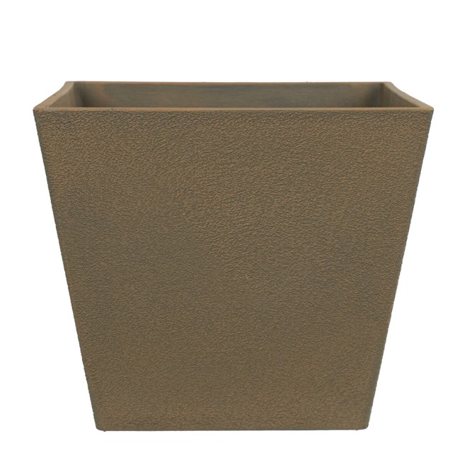 Set da 2 Vasi Quadrato Marrone in Poliresina Mista a Polvere di Pietra, Uso Interno/Esterno