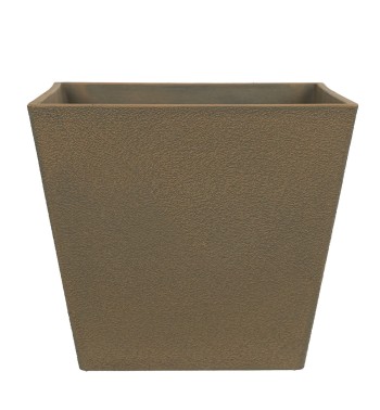 Set da 2 Vasi Quadrato Marrone in Poliresina Mista a Polvere di Pietra, Uso Interno/Esterno