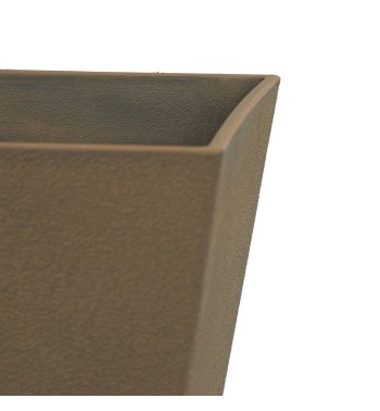 Set da 2 Vasi Quadrato Marrone in Poliresina Mista a Polvere di Pietra, Uso Interno/Esterno