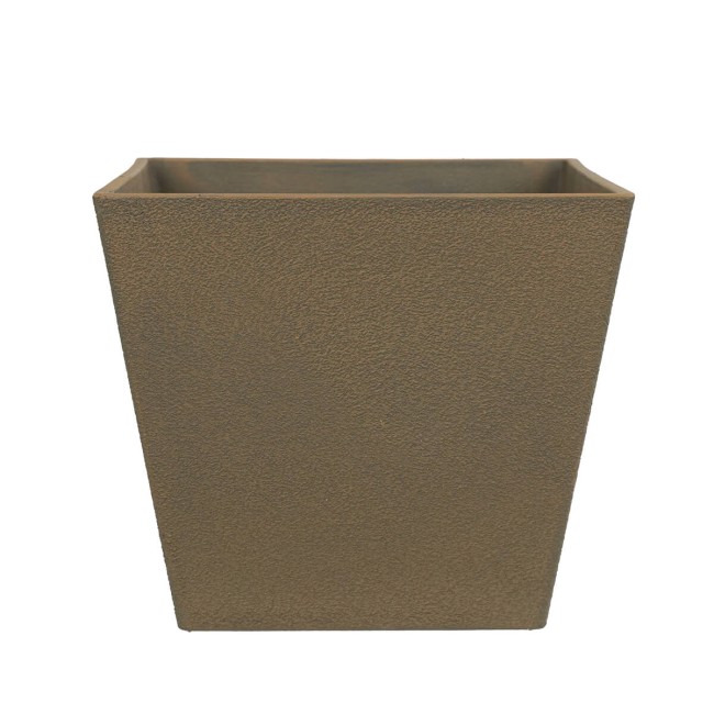 Set da 2 Vasi Quadrato Marrone in Poliresina Mista a Polvere di Pietra, Uso Interno/Esterno