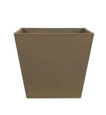 Set da 2 Vasi Quadrato Marrone in Poliresina Mista a Polvere di Pietra, Uso Interno/Esterno