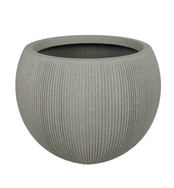 Set da 2 Vasi Beige a Forma Sferica in HDPE, per Interni ed Esterni