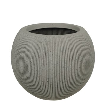 Set da 2 Vasi Beige a Forma Sferica in HDPE, per Interni ed Esterni