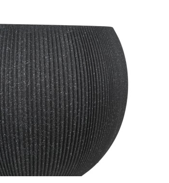 Set da 2 Vasi Sferico Nero in HDPE, per Uso Interno ed Esterno