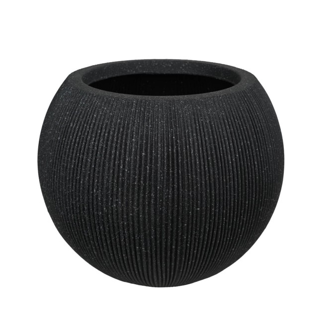 Set da 2 Vasi Sferico Nero in HDPE, per Uso Interno ed Esterno