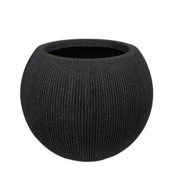 Set da 2 Vasi Sferico Nero in HDPE, per Uso Interno ed Esterno