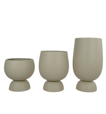 Set Tre Vasi in Ossido di Magnesio Taupe, Eleganza per Interni ed Esterni