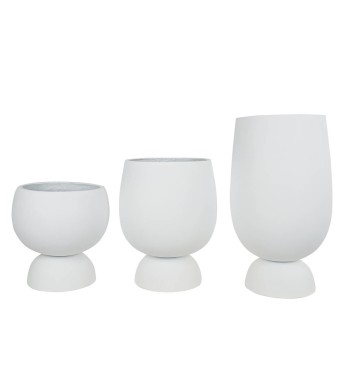 Set Tre Vasi in Ossido di Magnesio Bianco, Eleganza Minimal per Interni ed Esterni