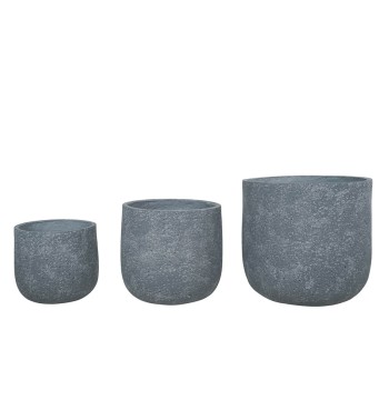 Set Tre Vasi in Ossido di Magnesio Grigio, Uso Interno ed Esterno