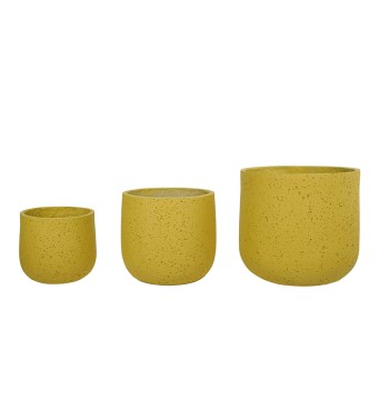 Set Tre Vasi in Ossido di Magnesio Colore Senape, per Interno ed Esterno