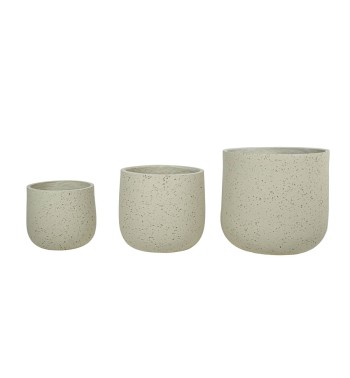 Set Tre Vasi in Ossido di Magnesio Taupe, Uso per Interni ed Esterni